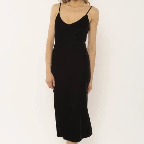 AMUSE SOCIETY Verona knit Black Velvet Dress SIZE L - Picture 1 of 3